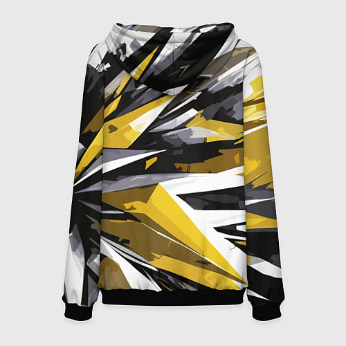 Мужская толстовка Чёрно-жёлто-белая абстракция / 3D-Черный – фото 2