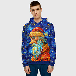 Толстовка-худи мужская Santa Claus: pop-art-brut-nouveau pointillism, цвет: 3D-синий — фото 2