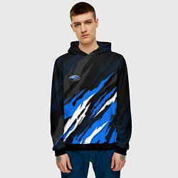 Толстовка-худи мужская Субару - черно-синий, цвет: 3D-черный — фото 2