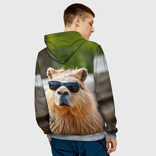 Мужская толстовка Модная капибара в темных очках / 3D-Меланж – фото 4