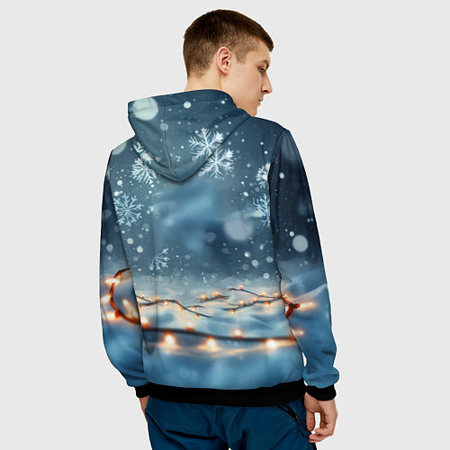 Мужская толстовка Сердитый новогодний ёжик / 3D-Черный – фото 4