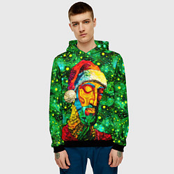 Толстовка-худи мужская Ded Moroz: pop-art-brut-nouveau pointillism, цвет: 3D-черный — фото 2