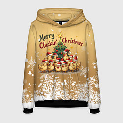 Толстовка-худи мужская Курицы у ёлки, цвет: 3D-черный