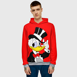 Толстовка-худи мужская Дональ Дак в цилиндре, цвет: 3D-меланж — фото 2