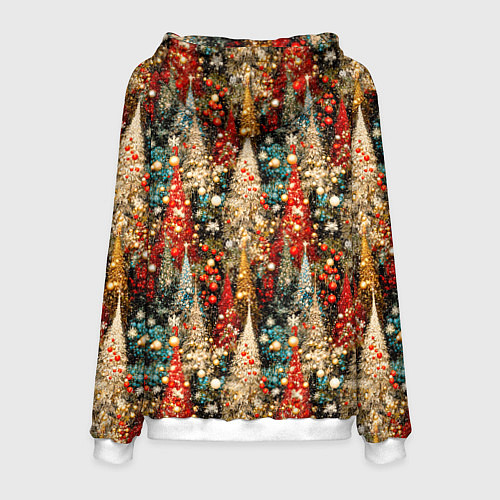 Мужская толстовка Новогодний еловый лес / 3D-Белый – фото 2