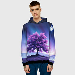 Толстовка-худи мужская Фиолетовое дерево, цвет: 3D-черный — фото 2
