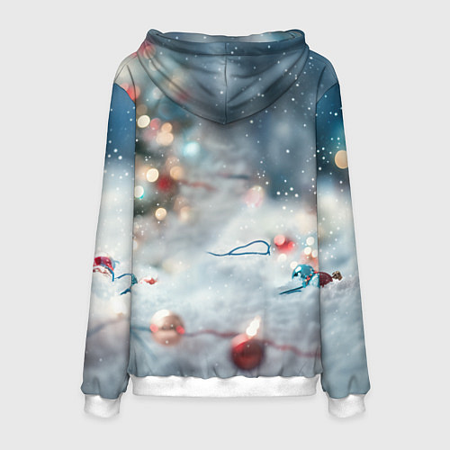 Мужская толстовка Маленький котенок и елочные игрушки / 3D-Белый – фото 2