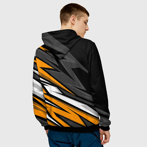 Мужская толстовка Zeekr - orange colors / 3D-Черный – фото 4