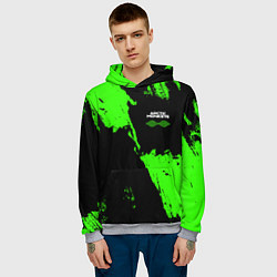 Толстовка-худи мужская Arctic Monkeys - Зеленые брызги, цвет: 3D-меланж — фото 2