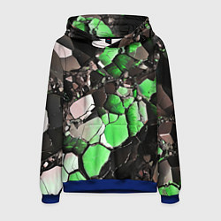 Толстовка-худи мужская Чёрно-зелёный камень, цвет: 3D-синий