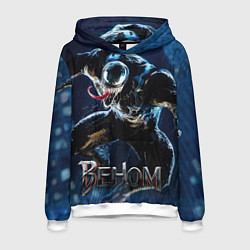 Толстовка-худи мужская Веном в прыжке, цвет: 3D-белый