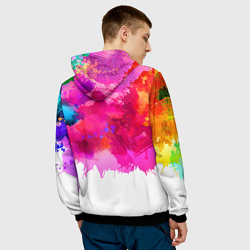 Мужская толстовка Дед мороз красочный хипстер / 3D-Черный – фото 4