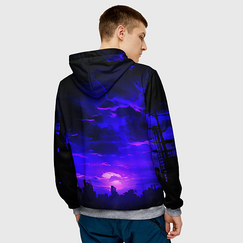Мужская толстовка Фиолетовый апокалиптический закат / 3D-Меланж – фото 4