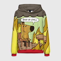 Толстовка-худи мужская This is chill - this is fine мем, цвет: 3D-красный