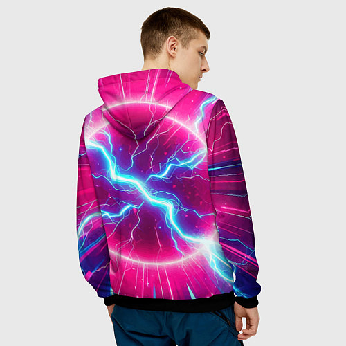 Мужская толстовка Cyber tyrannosaurus is a cool skateboarder / 3D-Черный – фото 4