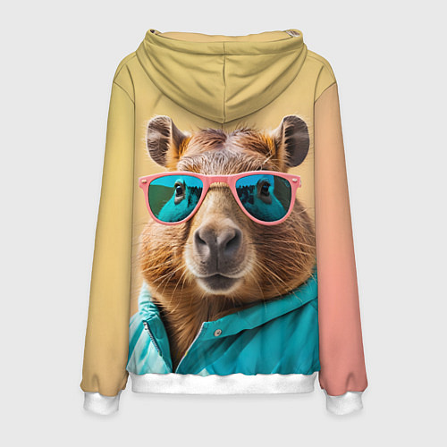 Мужская толстовка Модная капибара в отпуске / 3D-Белый – фото 2