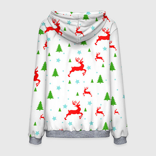 Мужская толстовка Новогодние олени с ёлками / 3D-Меланж – фото 2