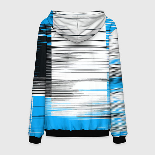 Мужская толстовка Чёрные вертикальные полосы на сине-белом фоне / 3D-Черный – фото 2