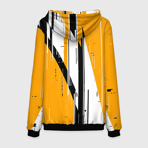 Мужская толстовка Чёрно-белые вертикальные полосы на жёлтом фоне / 3D-Черный – фото 2