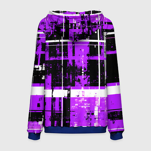 Мужская толстовка Фиолетово-белый гранж на чёрном фоне / 3D-Синий – фото 2