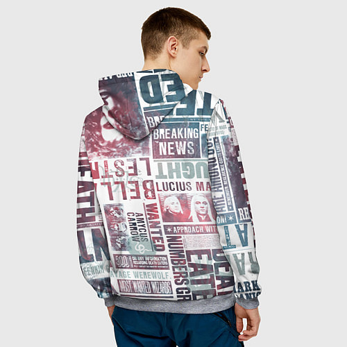 Мужская толстовка Паттерн газеты - Гарри Поттер Сириус Блэк и Люциус / 3D-Меланж – фото 4