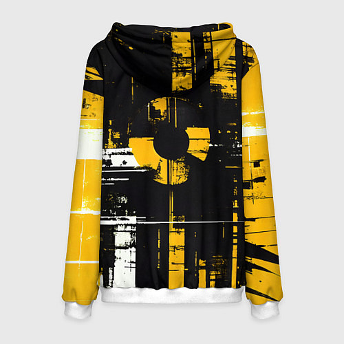 Мужская толстовка Жёлто-белый гранж на чёрном фоне / 3D-Белый – фото 2