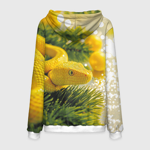 Мужская толстовка Змея новогодняя лимонного цвета / 3D-Белый – фото 2