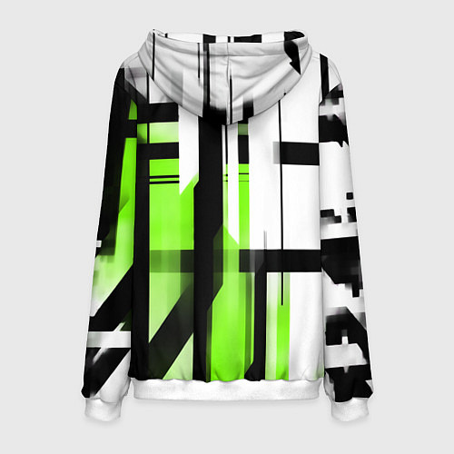 Мужская толстовка Чёрно-зелёные вертикальные и горизонтальные полосы / 3D-Белый – фото 2