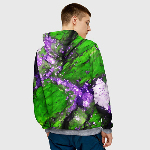 Мужская толстовка Фиолетовый минерал в зелёном камне / 3D-Меланж – фото 4