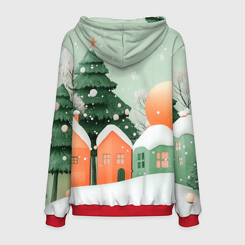 Мужская толстовка Новогодняя змейка в шарфике / 3D-Красный – фото 2