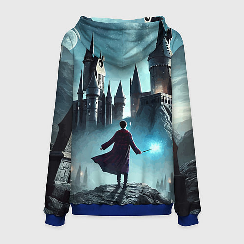 Мужская толстовка Гарри Поттер перед Хогвартсом - нейроарт фантазия / 3D-Синий – фото 2