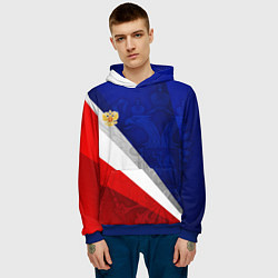 Толстовка-худи мужская Герб России - триколор, цвет: 3D-синий — фото 2