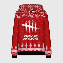 Толстовка-худи мужская Новогодний Dead by Daylight с оленями, цвет: 3D-черный
