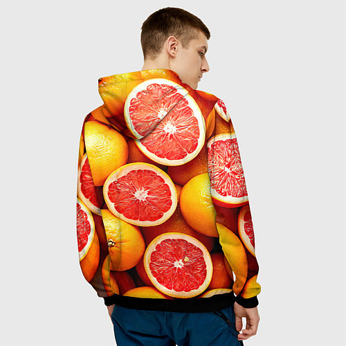 Мужская толстовка Грейпфруты / 3D-Черный – фото 4