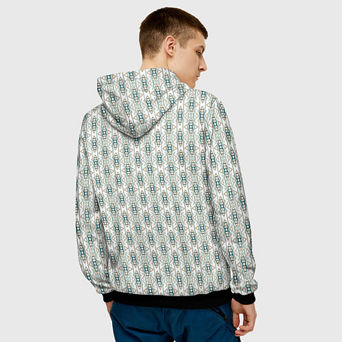 Мужская толстовка Вертикальный узор с геометрическим рисунком / 3D-Черный – фото 4