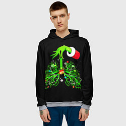 Толстовка-худи мужская Гринч похищает сердца, цвет: 3D-меланж — фото 2