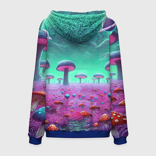 Мужская толстовка Рик и Морту на сказочной грибной планете - нейроар / 3D-Синий – фото 2
