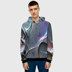 Толстовка-худи мужская Полированный серебряный металл, цвет: 3D-черный — фото 2