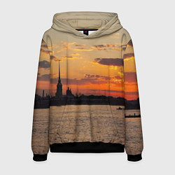 Толстовка-худи мужская Петропавловская крепость ранним утром, цвет: 3D-черный