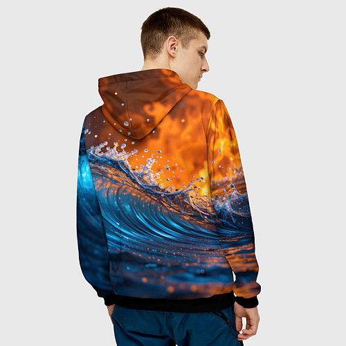 Мужская толстовка Волна и огонь / 3D-Черный – фото 4