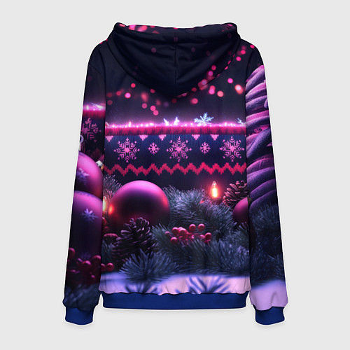 Мужская толстовка Новый год в фиолетовом свете / 3D-Синий – фото 2