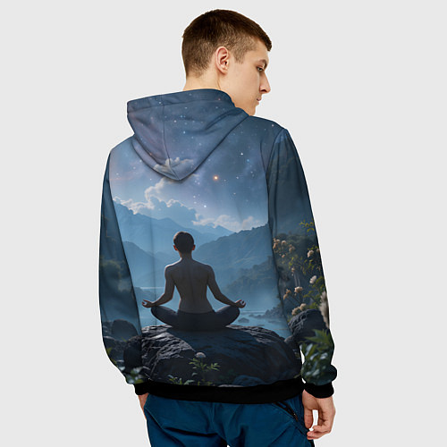 Мужская толстовка Ночная медитация / 3D-Черный – фото 4