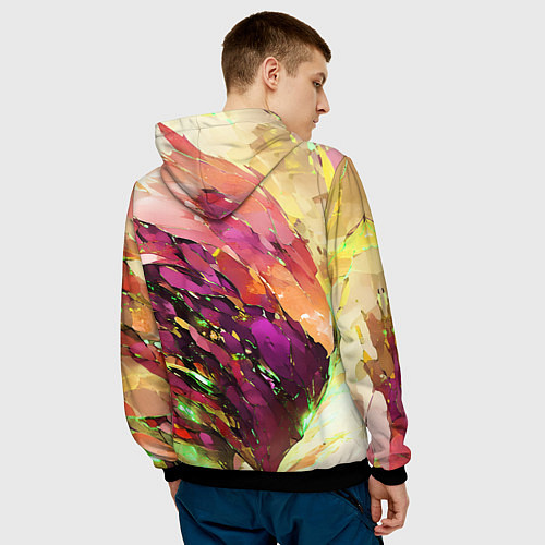 Мужская толстовка Красно-жёлтая абстракция / 3D-Черный – фото 4