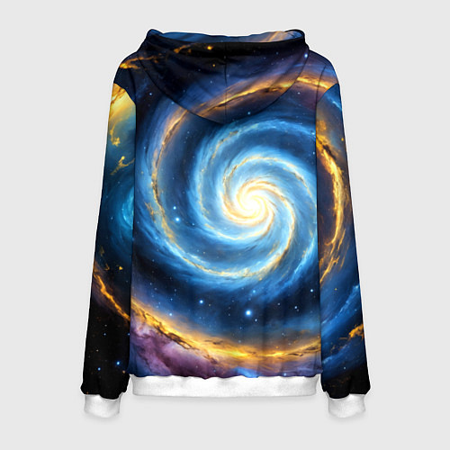 Мужская толстовка Кот на фоне космоса / 3D-Белый – фото 2
