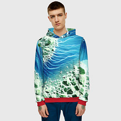 Толстовка-худи мужская Берег и синие волны, цвет: 3D-красный — фото 2