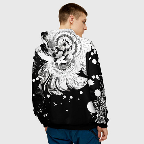 Мужская толстовка Абстрактная экспрессивная композиция / 3D-Черный – фото 4