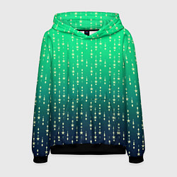 Толстовка-худи мужская Градиент зелёно-синий со звёздочками, цвет: 3D-черный