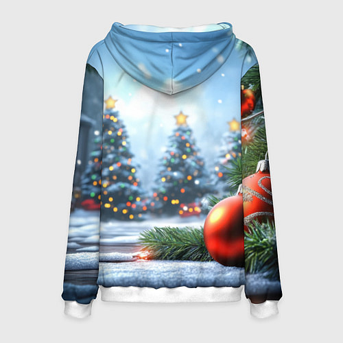 Мужская толстовка Новогодние елки и шар / 3D-Белый – фото 2