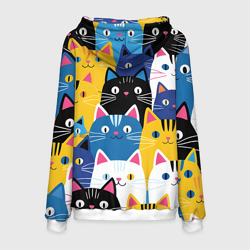 Мужская толстовка Много цветных котиков / 3D-Белый – фото 2