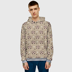 Толстовка-худи мужская Футбольные мячи и звезды, цвет: 3D-меланж — фото 2
